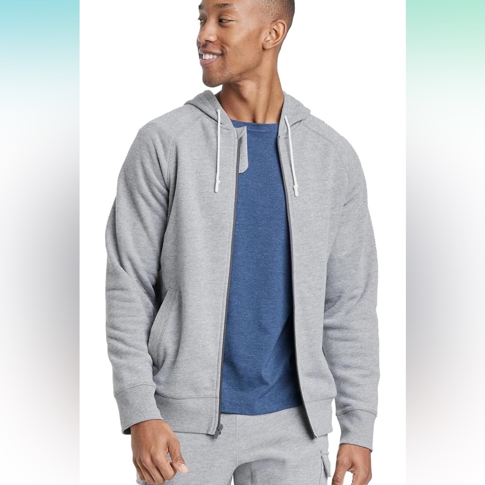 All in Motion Men's Cotton Fleece Full Zip Hooded Sweatshirt Sz 2XL